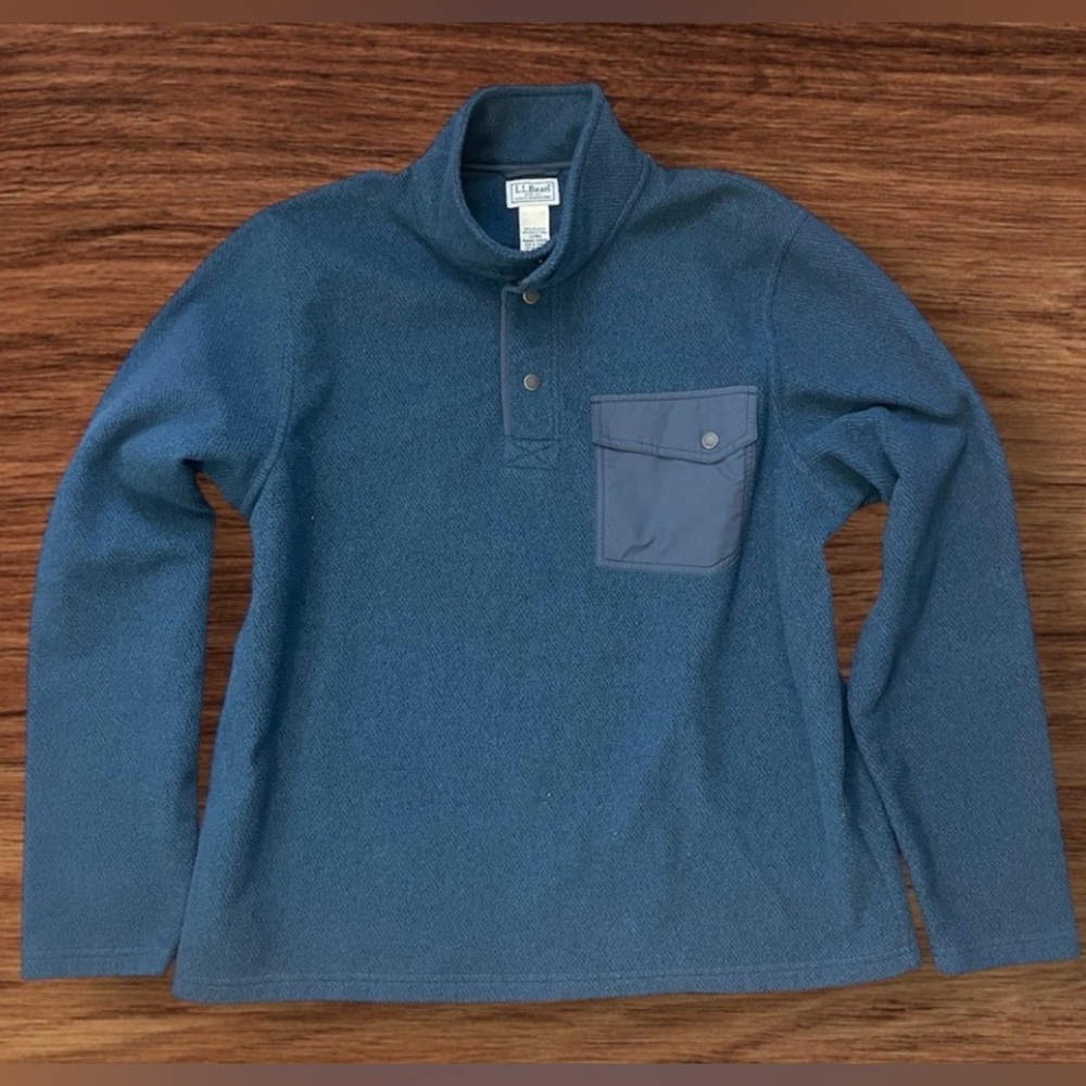 L.L. Bean Allagash Snap Teal Fleece Pullover Mens Large Preppy Heritage Gorpcore